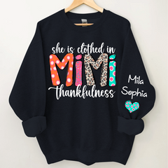 Lofaris Personalized Dots Mimi Thankfulness Kids Sweatshirt