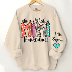Lofaris Personalized Dots Mimi Thankfulness Kids Sweatshirt