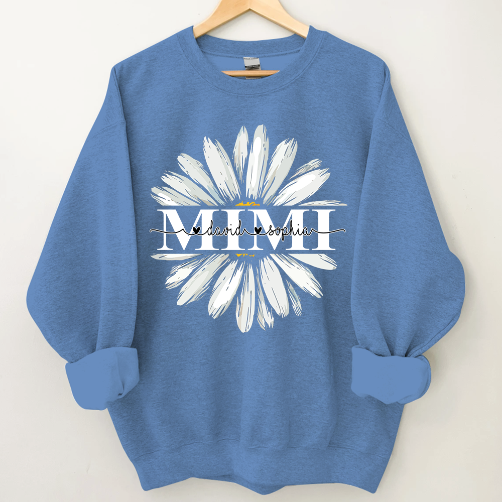 Lofaris Custom Mimi White Daisy Flower Grandkid Sweatshirt