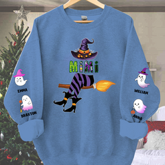 Lofaris Personalized Mimi Witch Shirt Custom with Grandkids Names Fall Halloween Sweatshirt 5