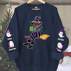 Lofaris Personalized Mimi Witch Shirt Custom with Grandkids Names Fall Halloween Sweatshirt 5