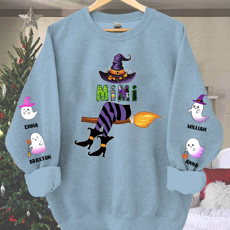 Lofaris Personalized Mimi Witch Shirt Custom with Grandkids Names Fall Halloween Sweatshirt 5