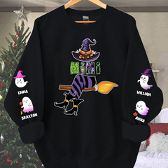 Lofaris Personalized Mimi Witch Shirt Custom with Grandkids Names Fall Halloween Sweatshirt 5