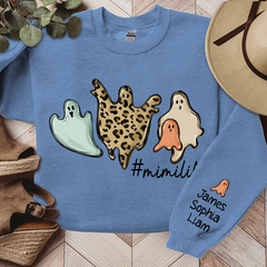 Lofaris Mimi Life Ghost Halloween Sweatshirt Custom & Grandkids Grandma Gift TH