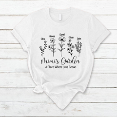 Lofaris Mimis Garden Flower Grandkids Mothers Day T-Shirt