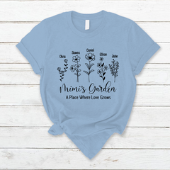 Lofaris Mimis Garden Flower Grandkids Mothers Day T-Shirt