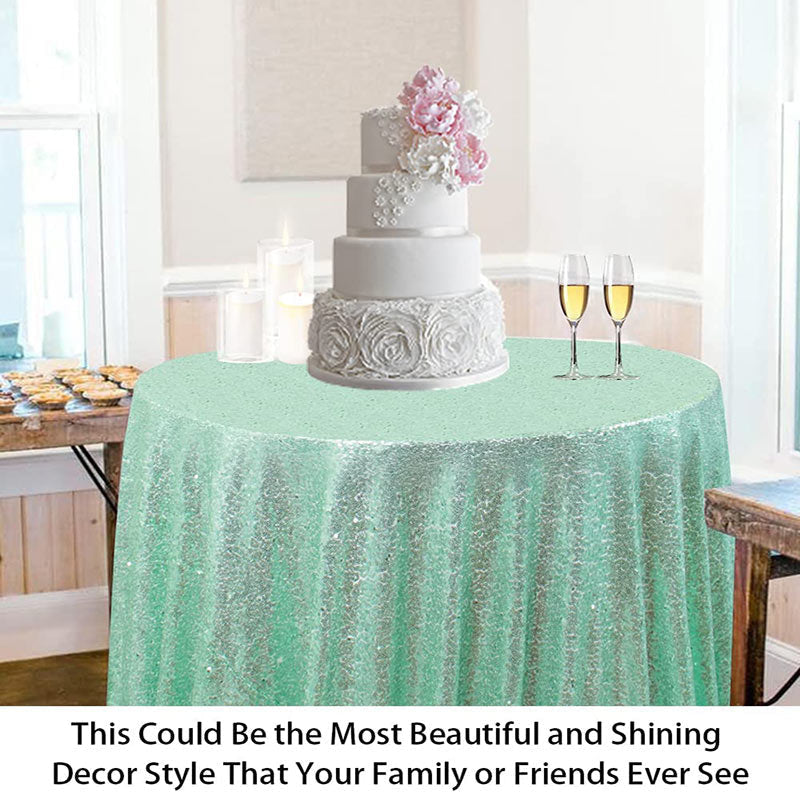 Lofaris Mint Green Glitter Sequin Banquet Round Table Cover