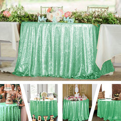 Lofaris Mint Green Glitter Sequin Banquet Round Table Cover