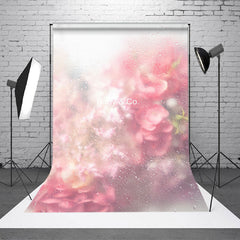 Lofaris Misty Vapor Glass Pink Flower Bokeh Photo Backdrop