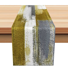 Lofaris Mixed Grey White Gold Textured Vintage Table Runner