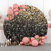 Lofaris Modern Black Gold Bokeh Round Birthday Backdrop