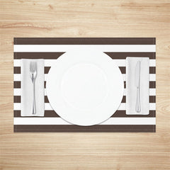 Lofaris Modern Brown White Stripe Dining Set Of 4 Placemats