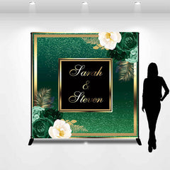 Lofaris Modern Floral Green Gold Custom Wedding Backdrop