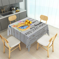 Lofaris Modern Gray Wooden Texture Text Square Tablecloth