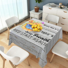 Lofaris Modern Gray Wooden Texture Text Square Tablecloth