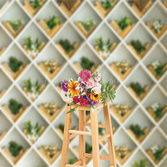 Lofaris Modern Green Plant Floral Shelf Backdrop For Photo