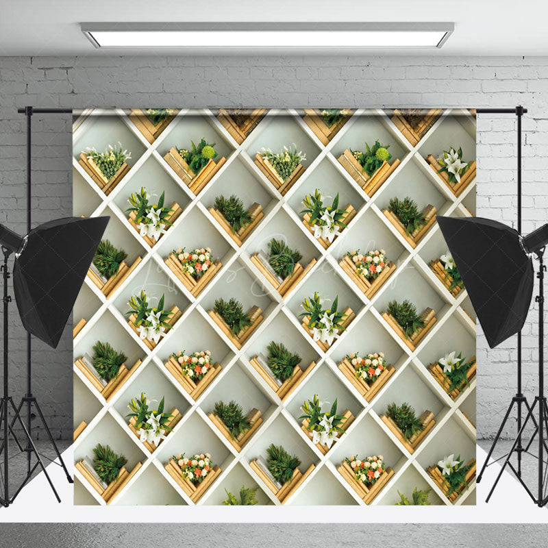 Lofaris Modern Green Plant Floral Shelf Backdrop For Photo