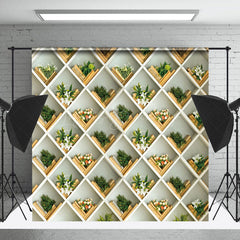 Lofaris Modern Green Plant Floral Shelf Backdrop For Photo