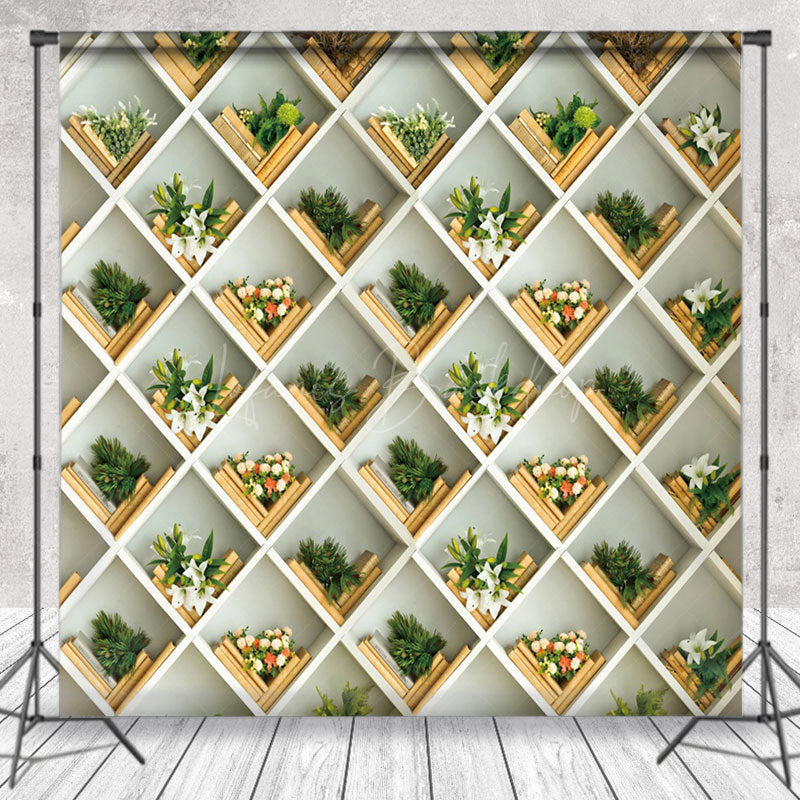 Lofaris Modern Green Plant Floral Shelf Backdrop For Photo