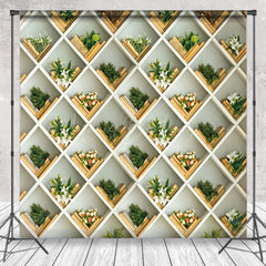 Lofaris Modern Green Plant Floral Shelf Backdrop For Photo