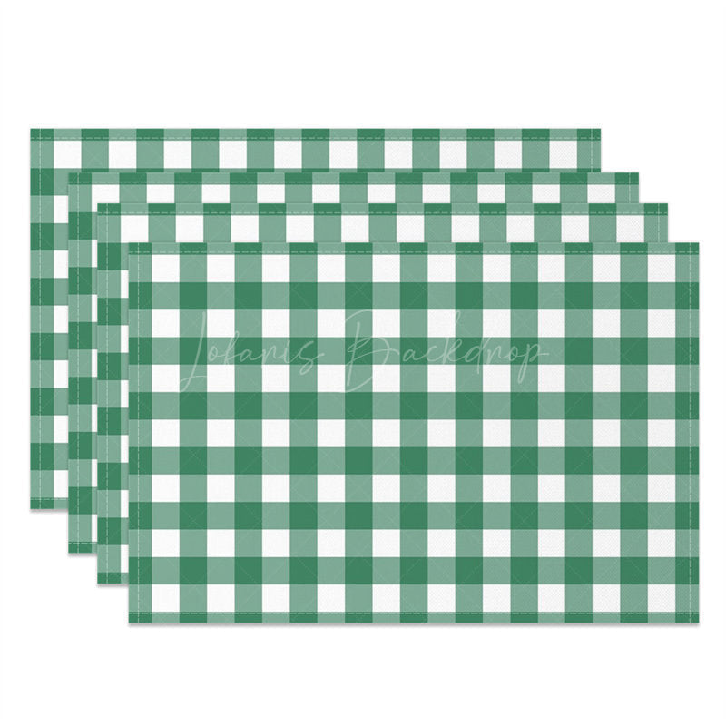 Lofaris Modern Green White Plaid Dining Set Of 4 Placemats