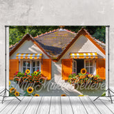 Lofaris Modern House Sunflower Spring Window Photo Backdrop
