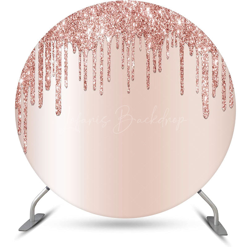 Lofaris Modern Rose Gold Glitter Round Birthday Backdrop