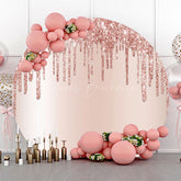 Lofaris Modern Rose Gold Glitter Round Birthday Backdrop