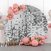 Lofaris Modern Silver Metal Plaid Round Birthday Backdrop