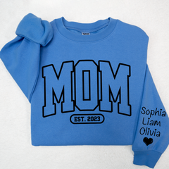 Lofaris Mom Est Black Letters Gift Simple Custom Sweatshirt