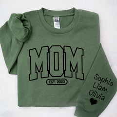 Lofaris Mom Est Black Letters Gift Simple Custom Sweatshirt