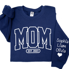 Lofaris Mom Est Black Letters Gift Simple Custom Sweatshirt