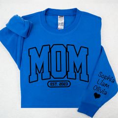 Lofaris Mom Est Black Letters Gift Simple Custom Sweatshirt