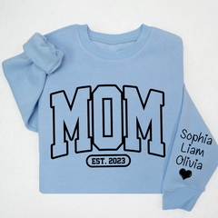 Lofaris Mom Est Black Letters Gift Simple Custom Sweatshirt