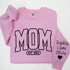 Lofaris Mom Est Black Letters Gift Simple Custom Sweatshirt