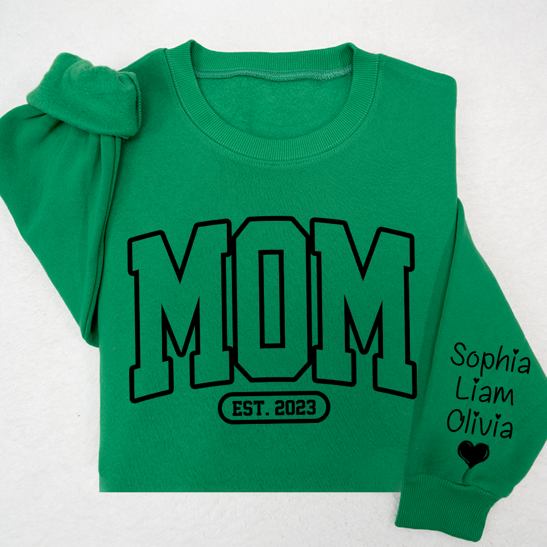 Lofaris Mom Est Black Letters Gift Simple Custom Sweatshirt
