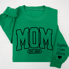 Lofaris Mom Est Black Letters Gift Simple Custom Sweatshirt
