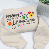 Lofaris Mom Grandma Est Flower Colorful Custom Sweatshirt