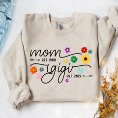 Lofaris Mom Grandma Est Flower Colorful Custom Sweatshirt