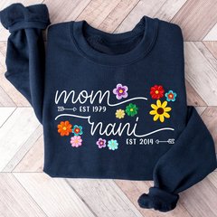 Lofaris Mom Grandma Est Flower Colorful Custom Sweatshirt