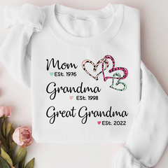 Lofaris Mom Grandma Est Heart Leopard Customized Sweatshirt