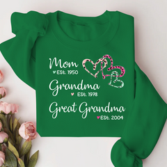 Lofaris Mom Grandma Est Heart Leopard Customized Sweatshirt