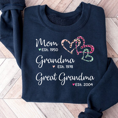 Lofaris Mom Grandma Est Heart Leopard Customized Sweatshirt