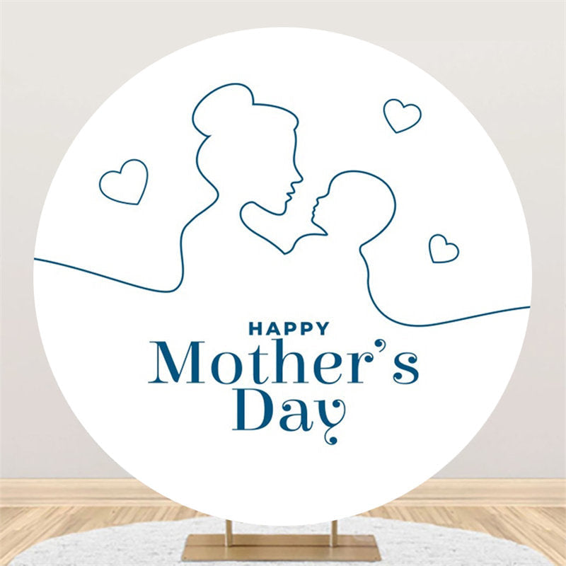 Lofaris Mom Kid Heart Simple Round Mothers Day Backdrop