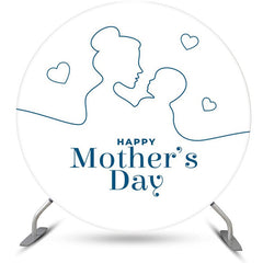 Lofaris Mom Kid Heart Simple Round Mothers Day Backdrop