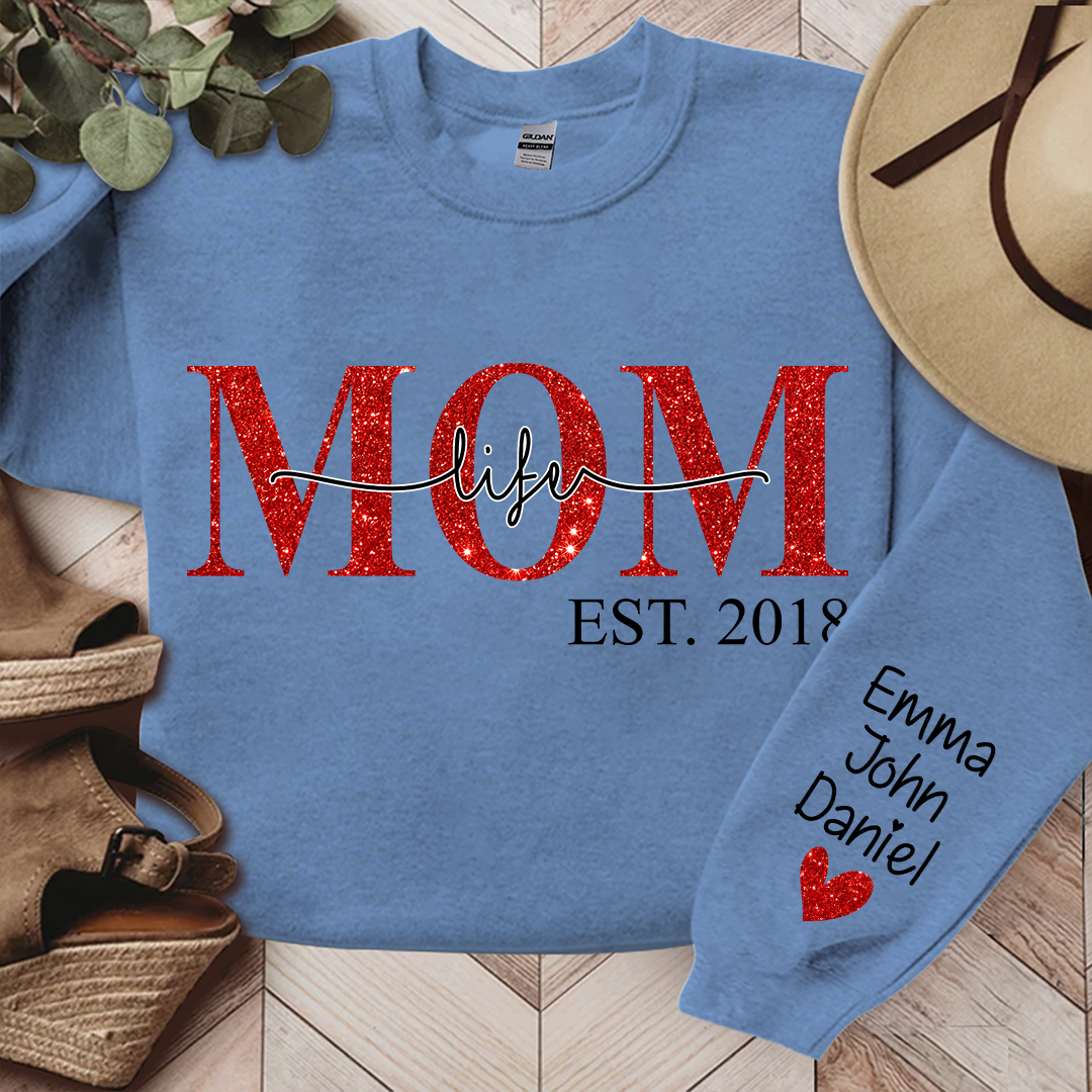 Lofaris Mom Life Est Glitter Custom With Kids Gift For TH Sweatshirt