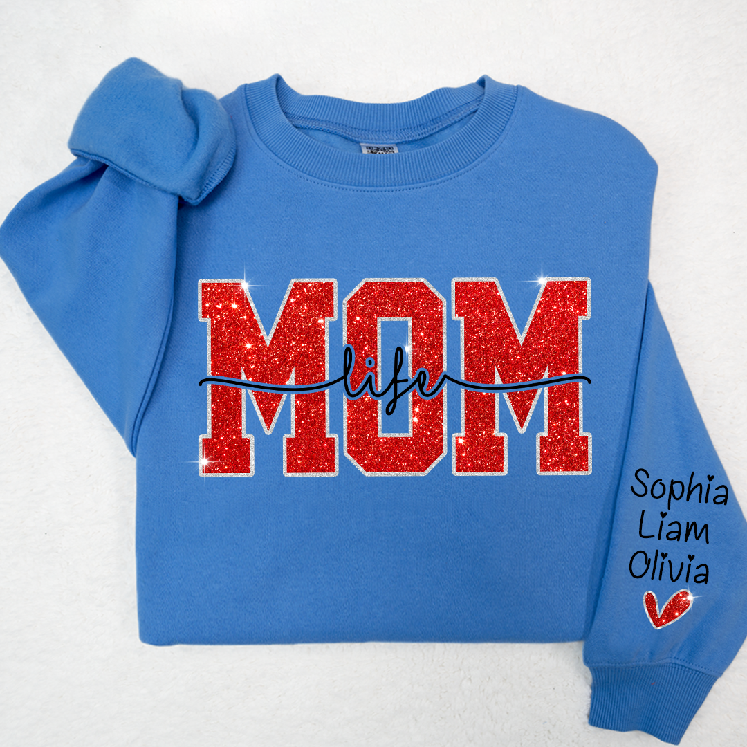 Lofaris Glitter Merry Christmas Mom Life And Kids Mother Day Gift For Sweatshirt LTP01