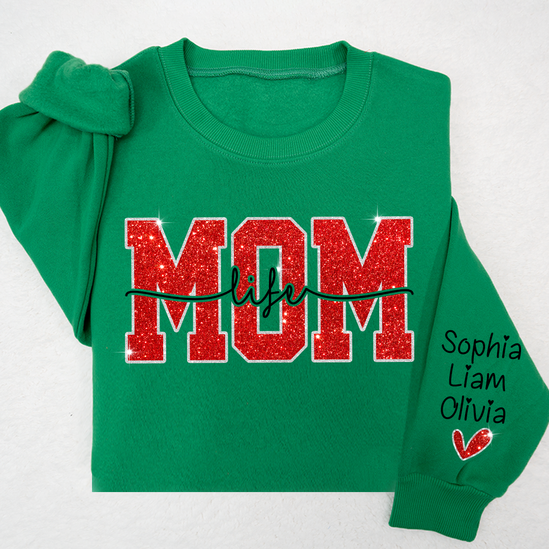 Lofaris Glitter Merry Christmas Mom Life And Kids Mother Day Gift For Sweatshirt LTP01