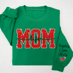 Lofaris Glitter Merry Christmas Mom Life And Kids Mother Day Gift For Sweatshirt LTP01