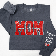 Lofaris Glitter Merry Christmas Mom Life And Kids Mother Day Gift For Sweatshirt LTP01